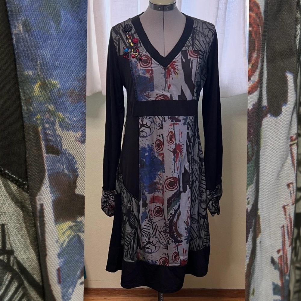 Young Threads Patchwork Long-Sleeve Dress - image 1